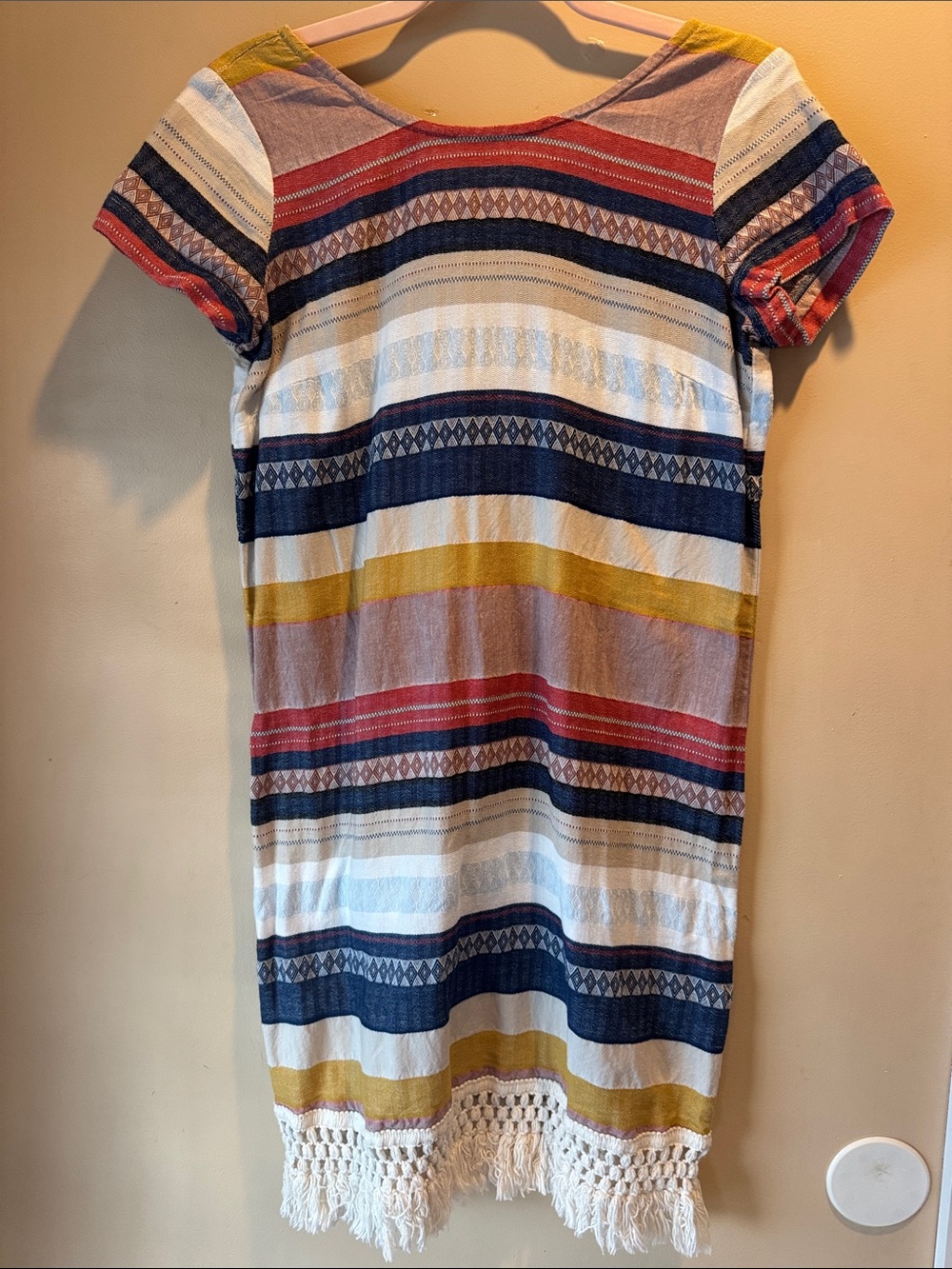 Uncle Frank Striped Midi Dress in Navy, Mustard, Red, Cream